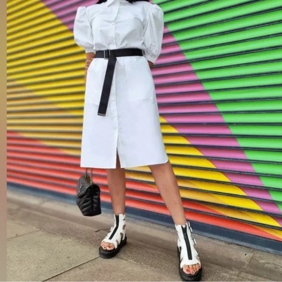 Dr. Martens Shoes - Dr Martens Olson Zipped White Leather Strap Sandals Platform Doc Women’s